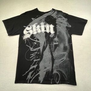 Skin Industries VINTAGE Y2K men's Graphic Stripper T-shirt Black Gray Medium